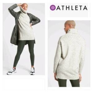 Athleta Bayshore Wool/Cashmere Sweater Turtleneck Cream/Speckled Oversized M